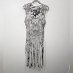 Live And Let Live Whimsical Butterfly Garden Dress Sheer Pleated Artwear Size M